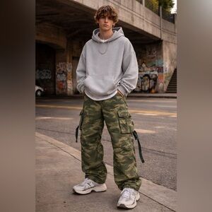 Camo Cargo Pants 29 x 30 Y2K Streetwear Baggy Army Military Utility Skater